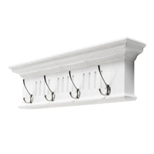 Load image into Gallery viewer, 28" Wood Four Hook Wall Mount Coat Rack - White
