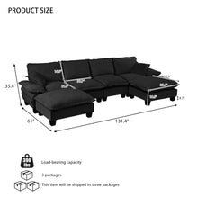 Load image into Gallery viewer, Modular Sectional Sofa With Movable Ottoman &amp; Pillows
