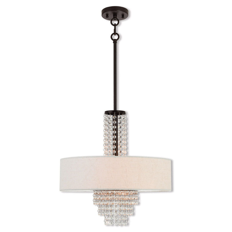 23" Four Light Dimmable Chandelier With Shades - Bronze