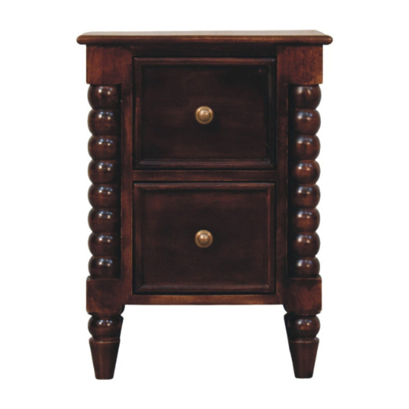 22" Solid Wood 2 Drawer Nightstand - Dark Brown