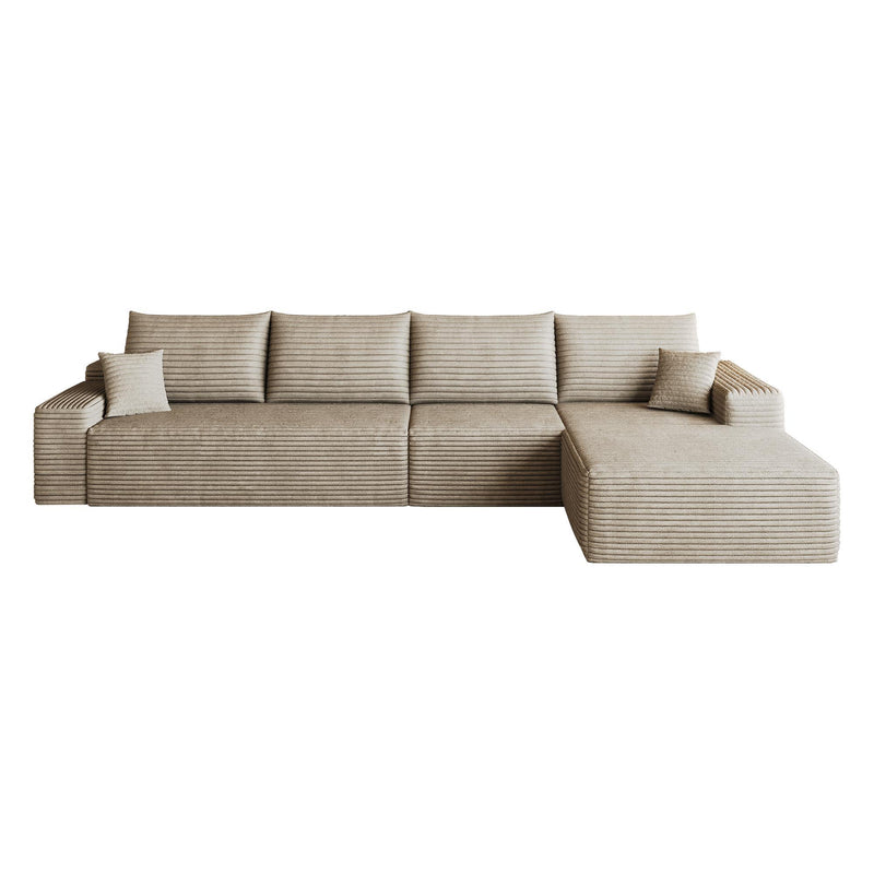 Corduroy Modular L Shaped Sofa And Chaise Sectional (762637) - Camel