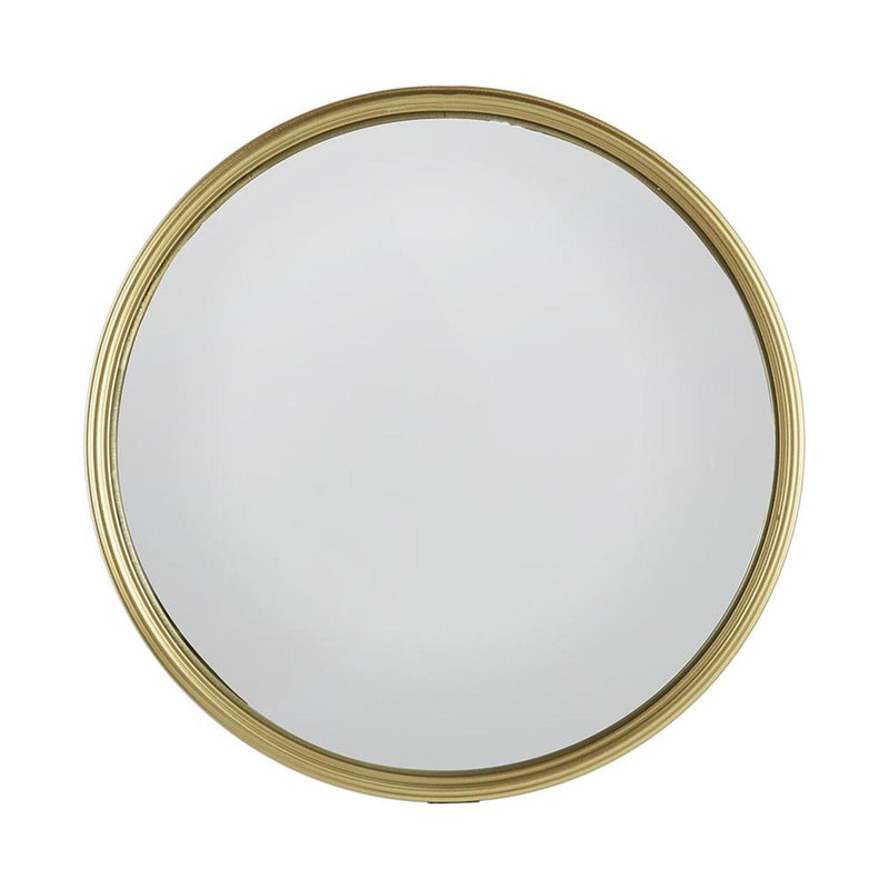 15" Round Iron Textured Framed Accent Mirror - Gold