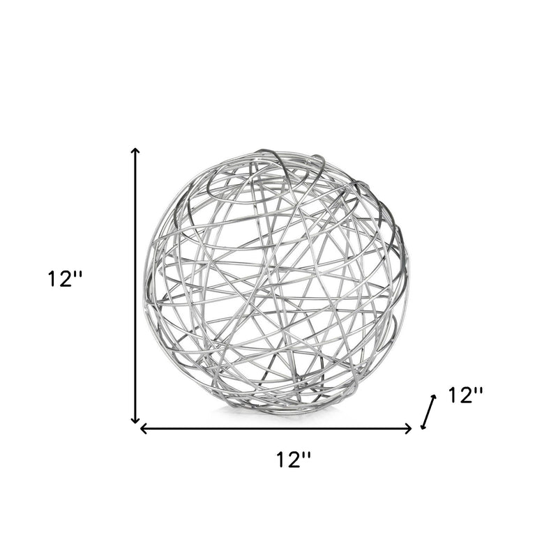 Decorative Orb Tabletop Sculpture - Silver