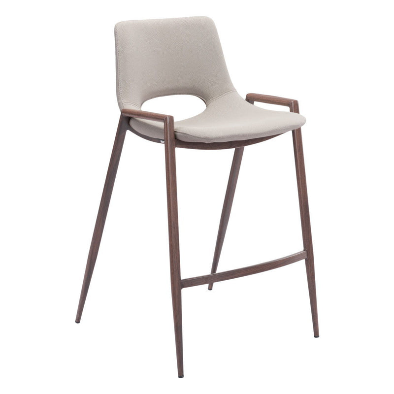 Steel Low Back Counter Height Bar Chairs (Set of 2) - Beige And Brown