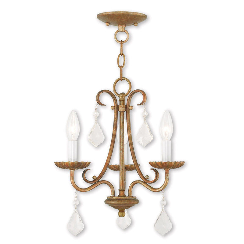 15" Three Light Dimmable Chandelier With Shades - Gold