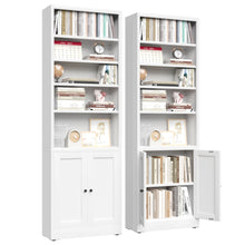 Load image into Gallery viewer, Bookcase Tall 5-Tier Adjustable Storage Shelf With Door Deep - White
