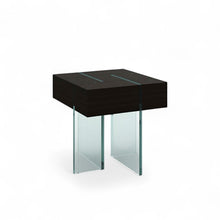 Load image into Gallery viewer, Glass Square Sled End Table - Clear / Espresso
