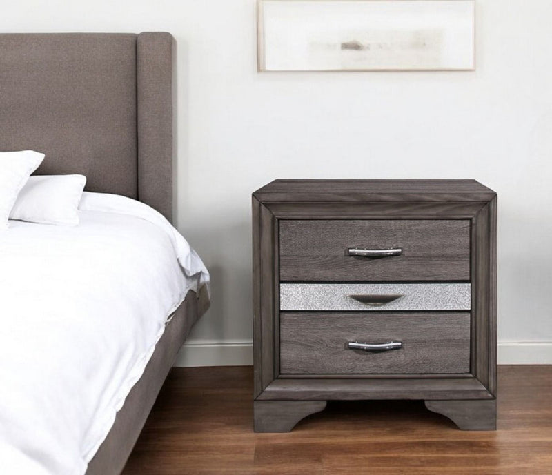 27" Two Drawer Nightstand - Gray