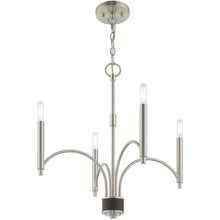 Load image into Gallery viewer, 22" Four Light Metal Dimmable Chandelier With Shades - Nickel
