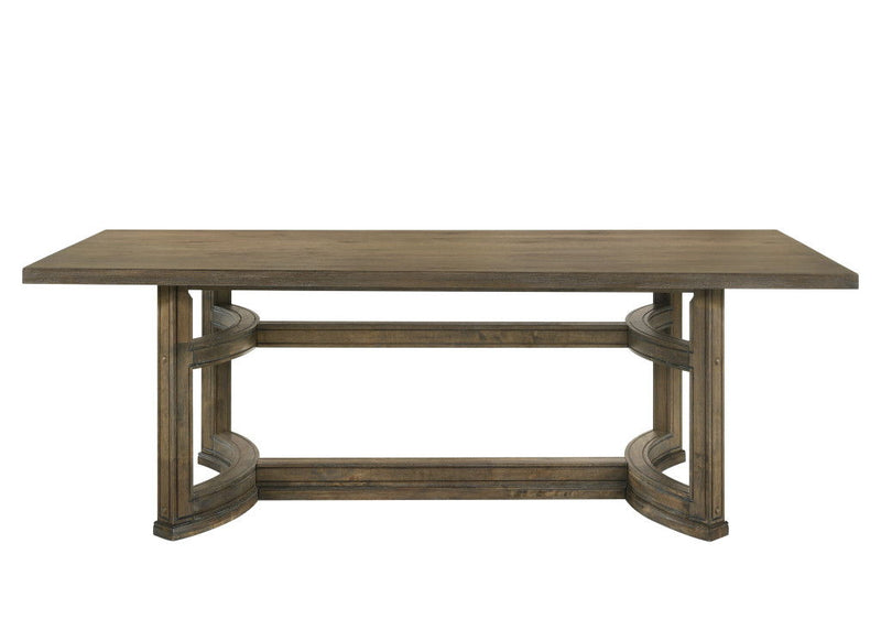 88" Wood Trestle Base Dining Table - Oak