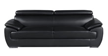 Load image into Gallery viewer, Silver Legs Leather Sofa - Black
