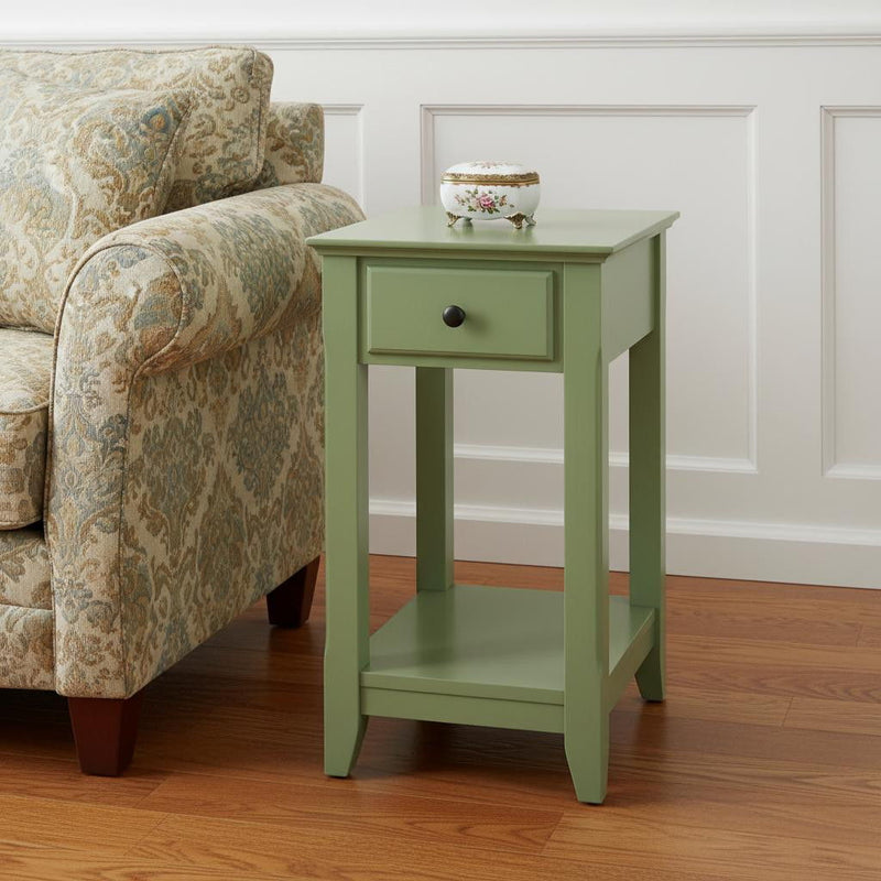 Single Drawer End Table - Pale Green