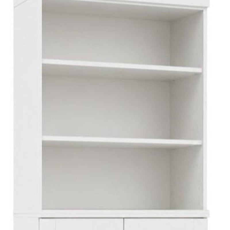 Solid Wood Adjustable Six Tier Library Bookcase With Two Doors - White