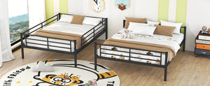 Full XL Over Queen Metal Bunk Bed, Black