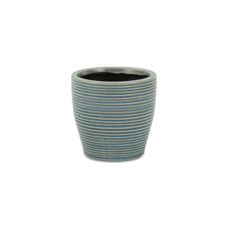 Striped Round Pot Planter - Blue