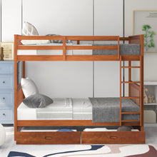 Load image into Gallery viewer, Full-Over-Full Bunk Bed with Ladders and Two Storage Drawers (Walnut)(OLD SKU:LT000365AAD)
