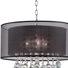 Load image into Gallery viewer, Contempo Ceiling Lamp With Black Shade And Crystal Accents - Silver
