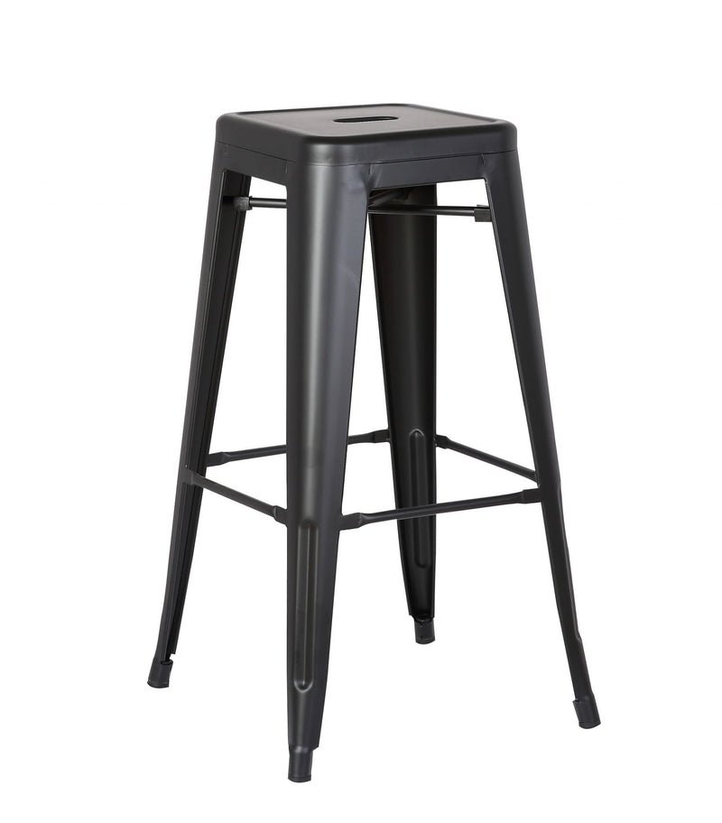 Iron Backless Bar Height Bar Chairs (Set of 2) - Black