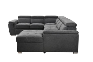 125" Modern U Shaped 7-seat Sectional Sofa Couch with Adjustable Headrest, Sofa Bed with Storage Chaise-Pull Out Couch Bed for Living Room ,Dark Gray