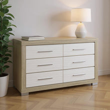 Load image into Gallery viewer, 63" Wood Six Drawer Double Dresser - Natural And White
