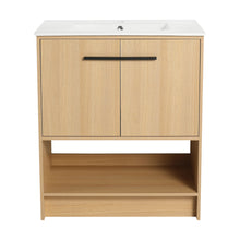 Load image into Gallery viewer, Modern Bathroom Vanity With Ceramic Sink, Freestanding Cabinet, Soft Closing Doors
