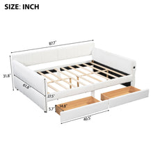 Load image into Gallery viewer, Queen Upholstered Platform Bed With USB Charging And 2 Storage Drawers - White
