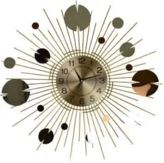 Silent Analog Sunburst Wall Clock - Gold / Copper / Silver