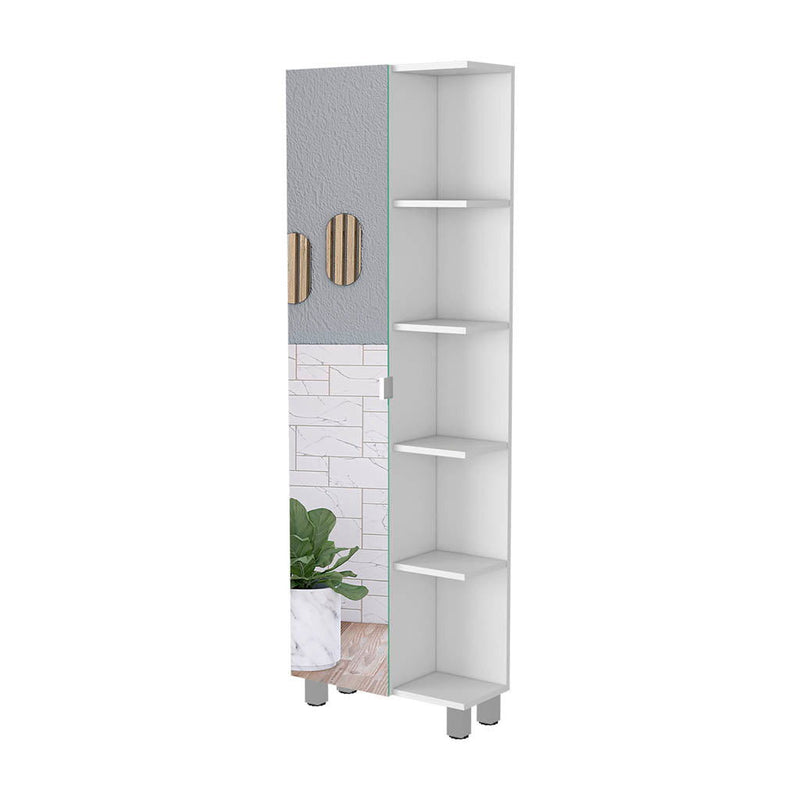 62" Wood Accent Cabinet With Single Door - White