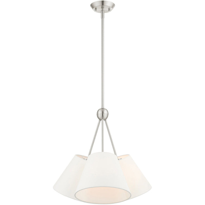 21'' Three-Light Dimmable Chandelier With Shades - Nickel