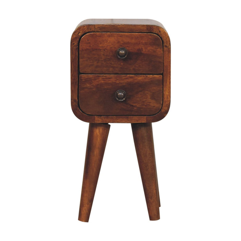 16" Solid Wood Square Two Drawer Nightstand - Brown