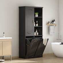 Load image into Gallery viewer, Freestanding Tall Storage Cabinet With 2 Tilt Out Hampers
