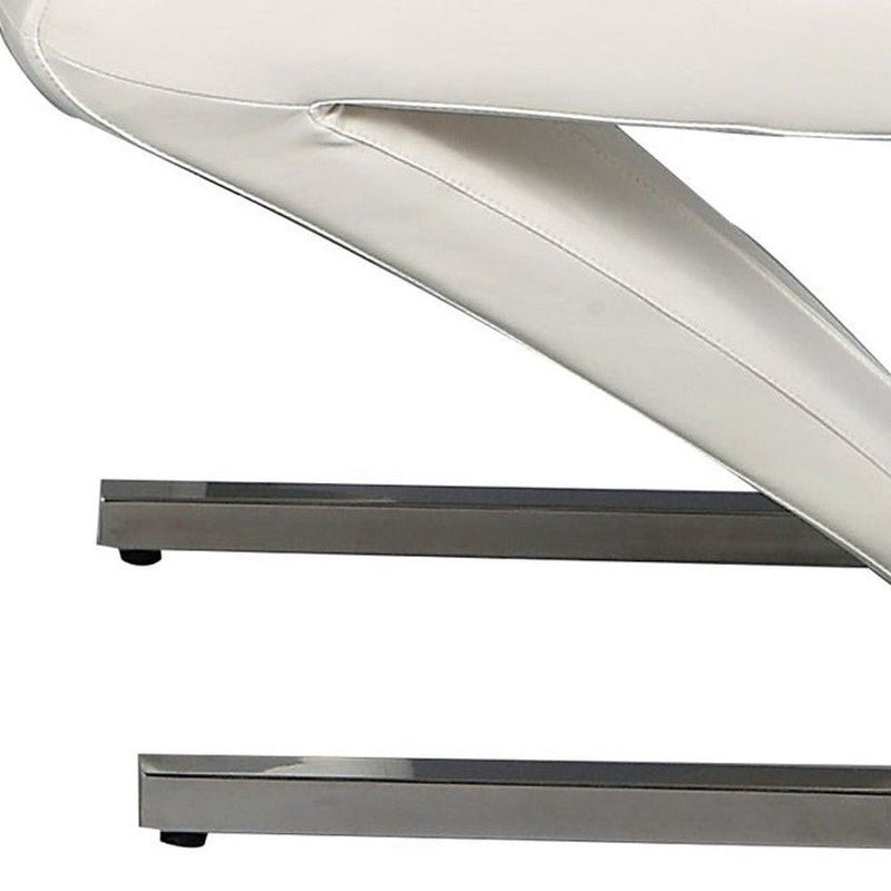 Slipcovered Upholstered Faux Leather Dining Side Chairs (Set of 2) - White / Silver
