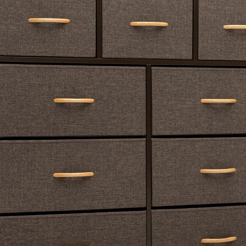 Steel And Fabric Nine Drawer Triple Dresser - Brown