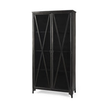 Load image into Gallery viewer, 38" Glass And Metal Display Cabinet With Two Doors - Black
