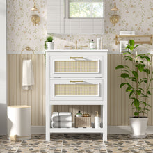 Load image into Gallery viewer, Modern Bathroom Vanity With Integrated Sink, Cabinet With 1 Deep Drawer And 1 Tip-Out Drawer
