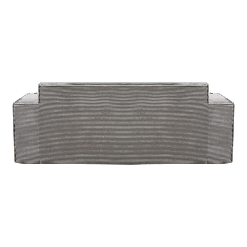 Corduroy Loveseat And Toss Pillows - Gray