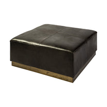 Load image into Gallery viewer, Faux Leather Footstool Ottoman - Black / Brown
