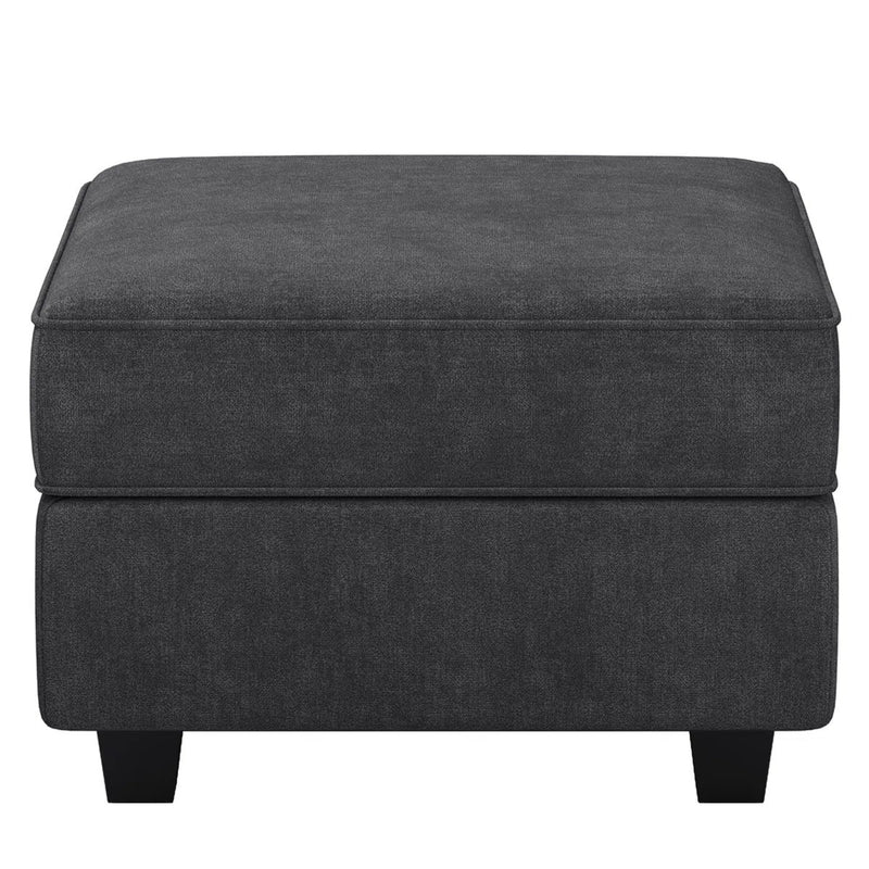 Polyester Blend Storage Ottoman - Gray / Black