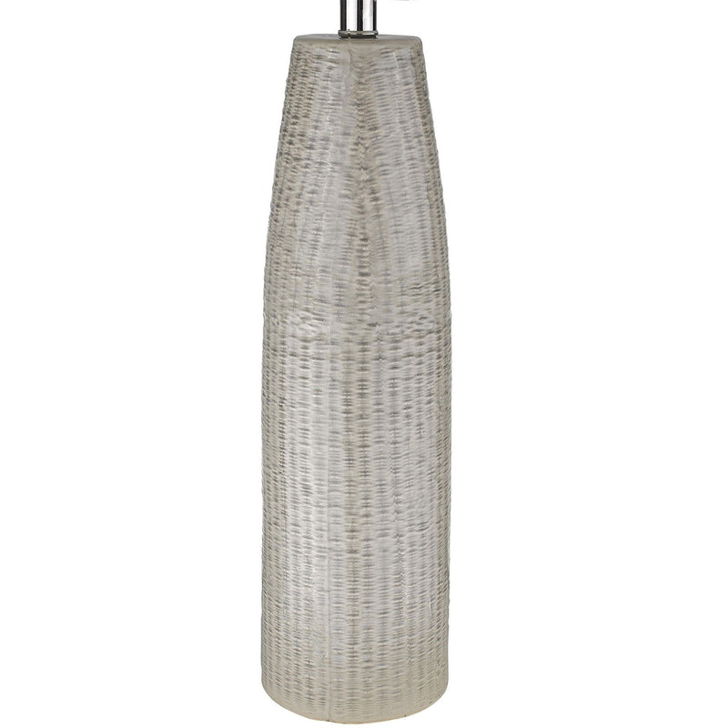 Ceramic Table Lamp With White Drum Shade - Light Gray