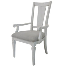 Load image into Gallery viewer, Upholstered Linen Solid Wood Open Back Dining Arm Chairs (Set of 2) - Light Gray
