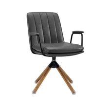 Load image into Gallery viewer, Faux Leather Swivel Arm Chair - Gray And Natural
