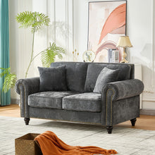 Load image into Gallery viewer, 2 Seater Sofa With Rolled Arms, Tufted Upholstered Couch
