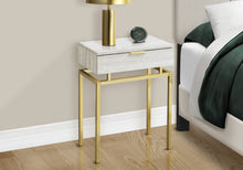Load image into Gallery viewer, Wood And Metal End Table With Drawer - Gold And Beige
