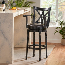Load image into Gallery viewer, Elegant Leather Swivel Bar Stool With Arms - Espresso
