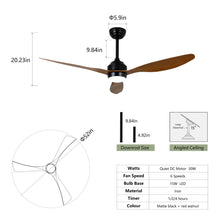 Load image into Gallery viewer, Ceiling Fan With Lights Quiet DC Motor 3 Blade Ceiling Fans 6 Speed Levels, Reversible Ceiling Fan - Matte Black / Wood
