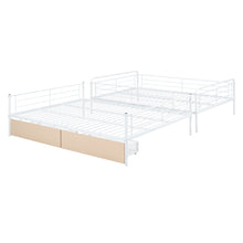 Load image into Gallery viewer, Full XL Over Queen Metal Bunk Bed with 2 Drawers, White
