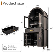 Load image into Gallery viewer, Arched Kitchen Pantry Cabinet With Adjustable Shelves And Barn Door Design
