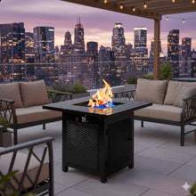 Load image into Gallery viewer, Outdoor 2 In 1 Propane Fire Pit Table With Dual Burners, Lava Rocks And Waterproof Cover - Black
