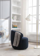 Load image into Gallery viewer, Teddy Fabric Swivel Accent Armchair Barrel Chair With Powder Coating Metal Ring
