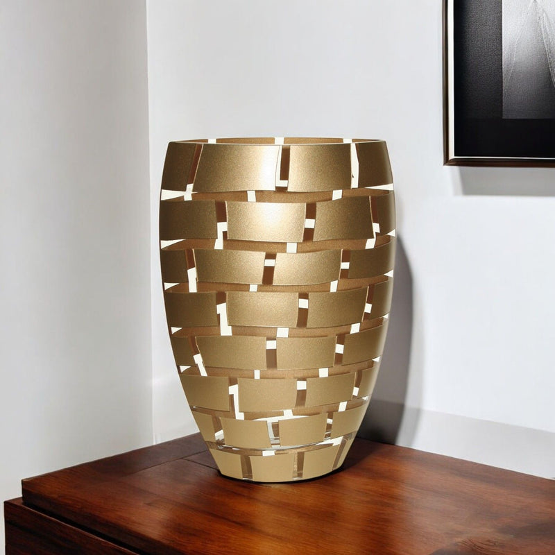 Geometric Oval Free Table Vase - Gold / Gold